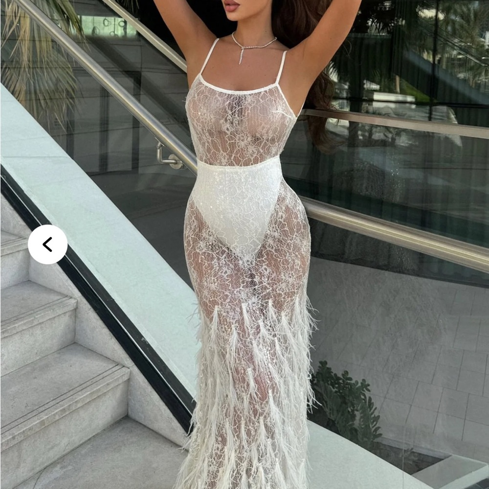 Elegant White Lace Dress by Fashion Nova